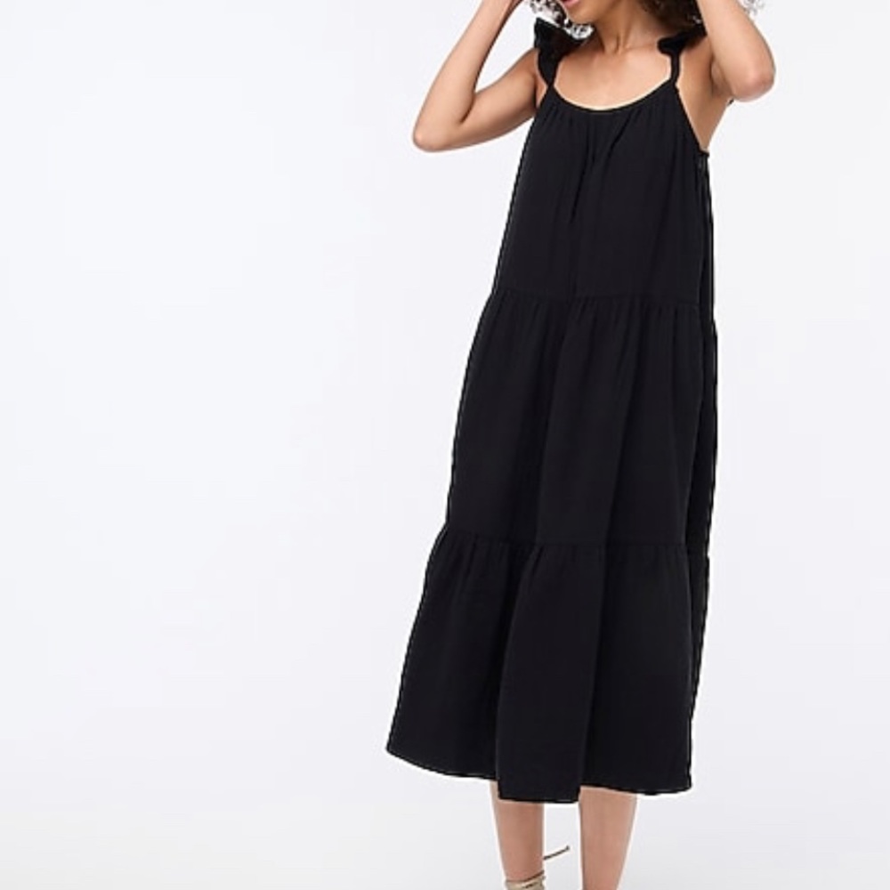 J. Crew soft crepe fabric ruffle shoulder dress